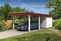 Skan Holz Walmdach Carport aus Leimholz Breite 362 cm-wei&szlig; Holzcarport