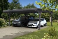 Skan Holz Carport Odenwald 640 x 648 cm grau Holzcarport