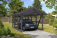 Skan Holz Schwarzwald Satteldach Einzelcarport 424 cm Holzcarport
