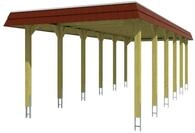 Skan Holz Spreewald - Walmdach Carport Breite 345 cm Gr. 3 - 345 x 893 cm Nut-...