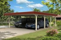 Carport Wendland 630x879 rote Blende, unbehandelt, 20mm Dachschalung mit EPDM...