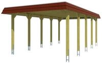 Skan Holz Spreewald - Walmdach Carport Breite 396 cm Gr. 2 - 396 x 741 cm Nut-...