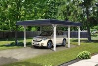 Carport Wendland 409x628 schwarze Blende, wei&szlig;, 20mm Dachschalung mit EPDM...