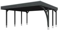 Skan Holz Carport Friesland 557x555 cm inkl. 1 Einfahrtsbogen Sparset 7 schiefergrau