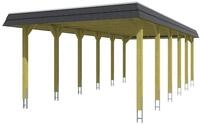 Skan Holz Spreewald - Walmdach Carport Breite 396 cm Gr. 3 - 396 x 893 cm Nut-...