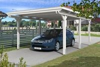 Carport Emsland 404x604cm, wei&szlig;, 20mm Dachschalung mit EPDM Folie Holzcarport