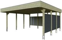 Skan Holz Carport Friesland Hybrid Set 13 557x555 cm inkl. R&uuml;ck- und Seitenw&auml;nde