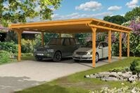 Carport Emsland 613x846cm, eiche hell, 20mm Dachschalung mit EPDM Folie...