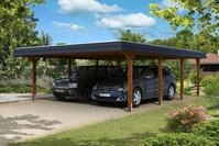 Carport Wendland 630x879 schwarze Blende, nussbaum, 20mm Dachschalung mit EPDM...
