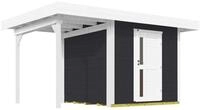 Weka Gartenhaus Designhaus 172 A mit Design-Einzelt&uuml;re und Anbau (147 cm) anthrazit