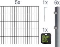 Alberts&reg; 2 m - 50 m Doppelstabmatten-10 m-1400 mm-anthrazit-Komplettset