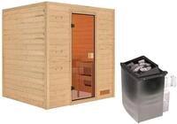Karibu Woodfeeling Sauna Adelina - 38 mm Bronzierte Ganzglast&uuml;r Ohne Dachkranz...