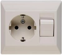Kopp Schutzkontakt- Steckdose mit Universalschalter, creme-wei&szlig;