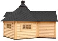 Wolff Finnhaus Grillkota 9 de luxe mit Anbau Schwarz