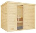 Weka Premium Massivholzsauna Bergen 3 - 45 mm Ganzglast&uuml;r 7,5 kW Saunaofen OS inkl.