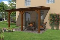 Skan Holz Terrassen&uuml;berdachung Andria aus Leimholz 434x350cm nussbaum