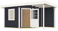 Weka Designhaus 213 A+ inkl. 150 cm Anbau und extra hoher T&uuml;r - 28 mm anthrazit