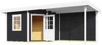 Weka Designhaus 213 B+ inkl. 300 cm Anbau und extra hoher T&uuml;r - 28 mm anthrazit