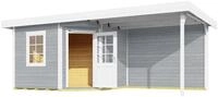Weka Designhaus 213 B+ inkl. 300 cm Anbau und extra hoher T&uuml;r - 28 mm grau