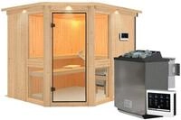 Karibu Amelia 3 - Sauna mit Eckeinstieg 68 mm-9 kW Bio-Kombiofen inkl.