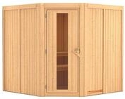 Karibu Sauna Jarin mit Eckeinstieg 68 mm-Ohne Ofen-ohne Dachkranz- Isolierte