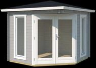 Weka 5-Eck Gartenhaus 408 - 40 mm hellgrau 240 x 240 cm - 50 % Rabatt auf