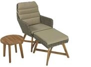 Garden Pleasure Lounger-Set CALVIA, Polyrattan Anisbraun / Akazie / Kissen 100 %