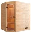 Weka Sauna Valida Eck 1 mit Glast&uuml;r/Fenster- Massivholzsauna 38 mm-Ganzglast&uuml;r