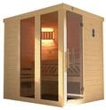 Weka Premium Massivholz-Elementsauna Kemi Panorama 1 mit Glast&uuml;r+2 Fenster und