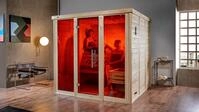 Weka Premium Massivholz-Elementsauna Kemi Panorama 3 mit Glast&uuml;r+2 Fenster und