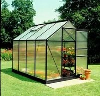Halls Gew&auml;chshaus Popular - 5.0 m&sup2; Schwarz mit 4 mm Stegdoppelplatten