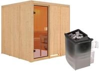 Karibu Woodfeeling Sauna Oulu - 68 mm Aktionssauna Bronzierte Ganzglast&uuml;r Ohne