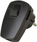 Kopp SCHUKO-Stecker schwarz , mit Wippenschalter