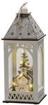 Konstsmide Weihnachtsbeleuchtung LED Holzlaterne mit Kirche wei&szlig;