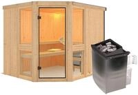 Karibu Amelia 3 - Sauna mit Eckeinstieg 68 mm-9 kW Ofen integr. Steuerung-ohne