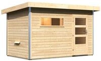 Karibu Gartensauna Pultdach Saunahaus Skrollan 1 mit Vorraum-Ohne Ofen-Moderne