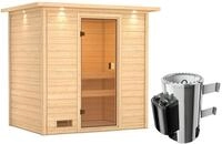 Karibu Woodfeeling Sauna Selena - 38 mm Bronzierte Ganzglast&uuml;r Inkl. Dachkranz 3,6