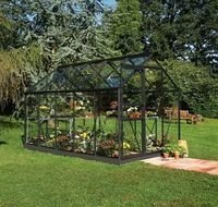 Halls Gew&auml;chshaus Popular - 6.2 m&sup2; Schwarz mit 3 mm Sicherheitsglas