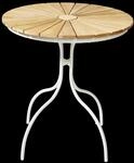 Cinas Kaffeetisch ELLEN, &Oslash; 80 cm, Aluminium Wei&szlig; / Teak