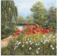 Artland Wandbild "Mohnwiese am See" Blumenwiese 1 Stk. tlg. als Alubild,