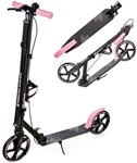 Scooter mit Bremse, Klingel und 200mm Flaschenhalter Illusion Schwarz/Pink