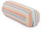 Yoga-Bolster (rund), Jacquard-Webstoff, apricot-hellblau gem., Dinkelh&uuml;lsen