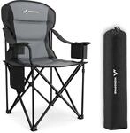 Klappstuhl f&uuml;r Camping & Outdoor aus Aluminium mit K&uuml;hltasche 250 kg belastbar