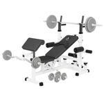 Kraftstation Universal inkl. 108 kg Gusseisen Set Wei&szlig; und Schwarz
