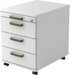 Rollcontainer TOPAS LINE, 3 Sch&uuml;be, 1 Utensilienauszug, abschlie&szlig;bar, wei&szlig;/wei&szlig;,
