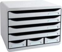 Exacompta STOREBOX Office Lichtgrau, 7 offene Schubladen A4+ quer, 27 cm tief, leise,