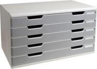 Exacompta MODULO A3 Schubladenbox 5 Laden Steingrau, f&uuml;r A4&ndash;A3+, staubgesch&uuml;tzt,