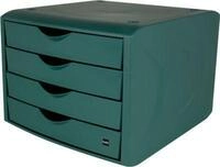 Schubladenbox Helit The Green Chameleon, 4 Sch&uuml;be mit Auszugssperre, Format A4,