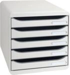 Schubladenbox BIG-BOX PLUS, A4+, 5 halboffene Sch&uuml;be mit Auszugsstopp, Griffmulde &