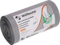 Deiss FIRST PLUS M&uuml;llbeutel, mit Tragegriff, LDPE, 14 &micro;m, grau, B 600 x H 720 mm,